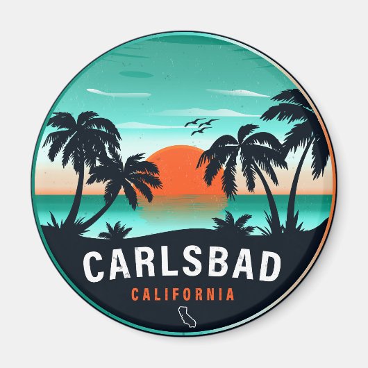 Aimant Carlsbad California Retro Sunset Souvenirs 80s (Devant)