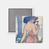 Aimant Carnation (quatre fleurs), Alphonse Mucha (Recto/Verso)