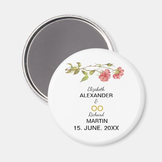 Aimant carnation rose mariage (Recto/Verso)