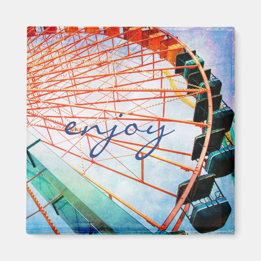 Aimant Carnaval de roue ferris coloré profiter du script  (Devant)