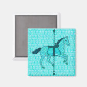 Aimant Carousel Horse - Turquoise et Aqua (Recto/Verso)