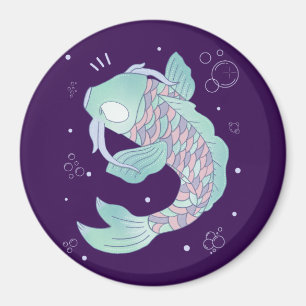 Aimant Carpe Koi Pastel   Art Populaire Fantaisiste Sous-