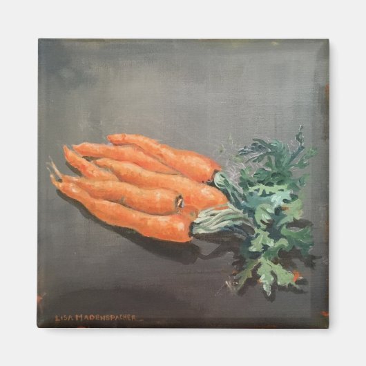 Aimant carré avec carottes sur gris (Devant)