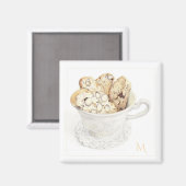 Aimant carré BISCOTTI + Initiale (Recto/Verso)