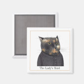 Aimant Carré CHAT MAID DE LA FEMME + Texte II (Recto/Verso)