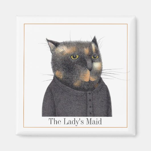 Aimant Carré CHAT MAID DE LA FEMME + Texte II (Devant)