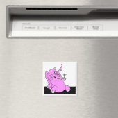 Aimant carré d'aimant frigo "Eléphant rose ivre" (In Situ (Lave-vaisselle))