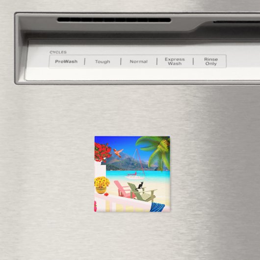 Aimant Carré de 2 pouces Paradis tropical (In Situ (Lave-vaisselle))