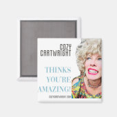 Aimant carré de 5 cm de Cozy Cartwright (Recto/Verso)