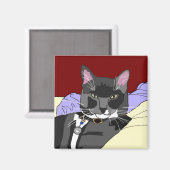 Aimant Carré de chat Smokey (Recto/Verso)