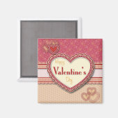Aimant carré de coeur Valentine (Recto/Verso)
