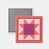 Aimant - Carré de courtepointe étoilé (orange/rose (Recto/Verso)