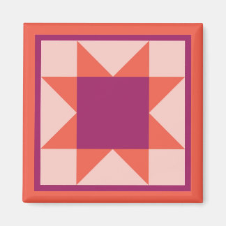 Aimant - Carré de courtepointe étoilé (orange/rose