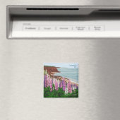 Aimant carré de falaises de Cavendish et de lupins (In Situ (Lave-vaisselle))