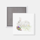 Aimant carré de lapin de Pâques (Recto/Verso)