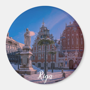 Aimant Carré de l'Hôtel de Ville de Riga en hiver Carré