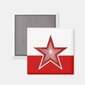Aimant Carré de réfrigérateur Red Star blanc rouge (Recto/Verso)