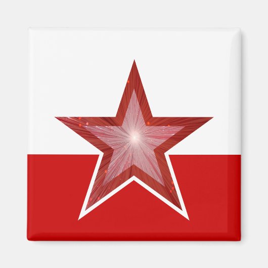 Aimant Carré de réfrigérateur Red Star blanc rouge (Devant)