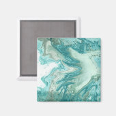 Aimant Carré d'image en marbre turquoise (Recto/Verso)