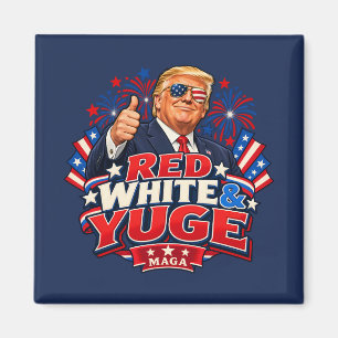 Aimant Carré d'ombres de drapeau rouge blanc et géant