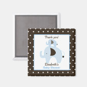 Aimant Carré Dottie Elephant (Bleu) Faveur (Recto/Verso)