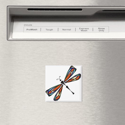 Aimant Carré dragonfly en verre tendu (In Situ (Lave-vaisselle))