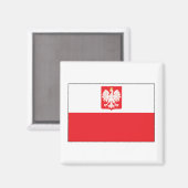 Aimant Carré du drapeau du faucon polonais (Recto/Verso)