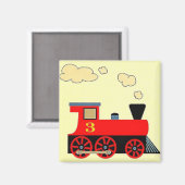 Aimant carré frigo "Red Train No 3" (Recto/Verso)