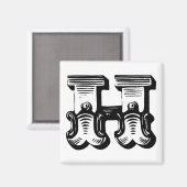 Aimant carré H lettre fantaisie (Recto/Verso)