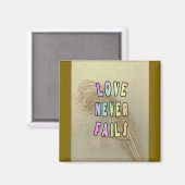 Aimant Carré Love Never Fails (Recto/Verso)