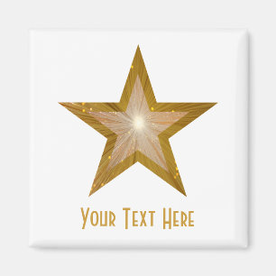 Aimant Carré magnétique Gold Star 'Your Text'
