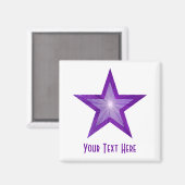 Aimant Carré magnétique Purple Star 'Your Text' blanc (Recto/Verso)