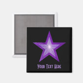 Aimant Carré magnétique Purple Star 'Your Text' noir (Recto/Verso)
