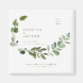 Aimant Carré Mariage Eucalyptus Enregistrer la date Gold (Devant)