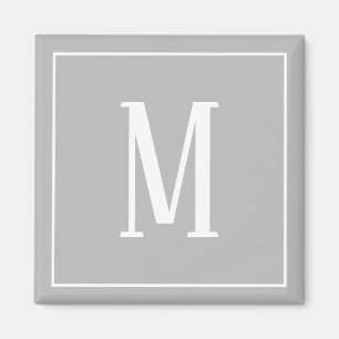 Aimant carré monochrome blanc sur gris