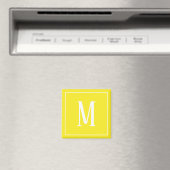 Aimant carré monogramme blanc sur fond jaune (In Situ (Lave-vaisselle))