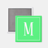 Aimant carré Monogramme blanc sur fond vert clair (Recto/Verso)