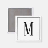 Aimant carré monogramme noir sur fond blanc (Recto/Verso)