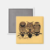 Aimant Carré Owl Trio (Recto/Verso)