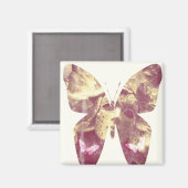 Aimant carré Papillon Rose (Recto/Verso)
