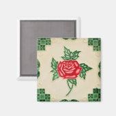 Aimant Carreaux de fleurs roses (Recto/Verso)