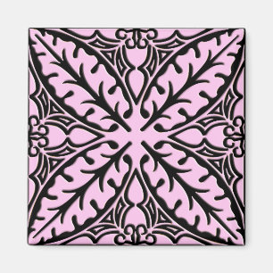 Aimant Carreaux marocains - rose glace et noir