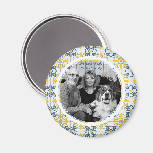 Aimant Carreaux portugais Cadre photo pour Noël en famill (Recto/Verso)