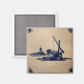 Aimant Carrelage bleu Delft classique - Puits d'eau B (Recto/Verso)