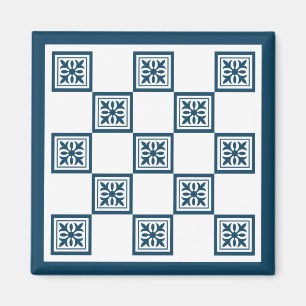 Aimant Carrelage bleu et blanc