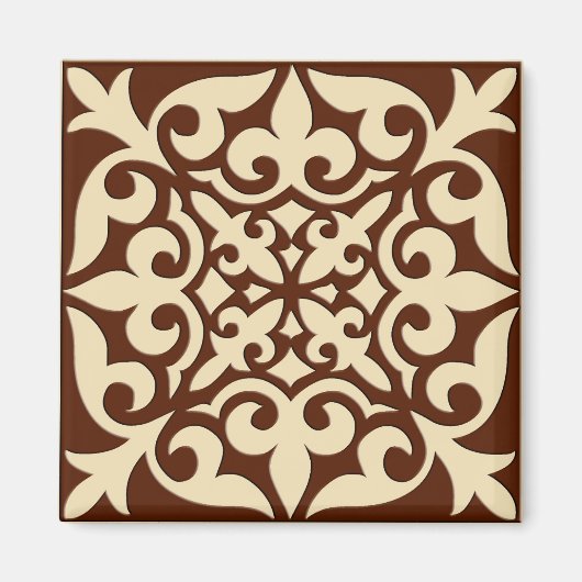 Aimant Carrelage marocain - chocolat et beige (Devant)
