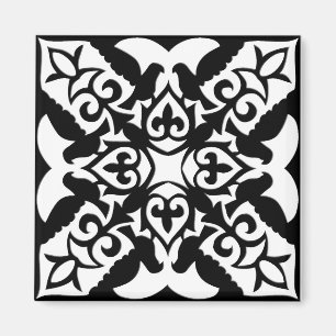 Aimant Carrelage marocain - noir avec arrière - plan blan