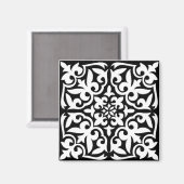 Aimant Carrelage marocain - noir avec arrière - plan blan (Recto/Verso)