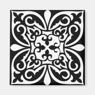 Aimant Carrelage marocain - noir avec arrière - plan blan