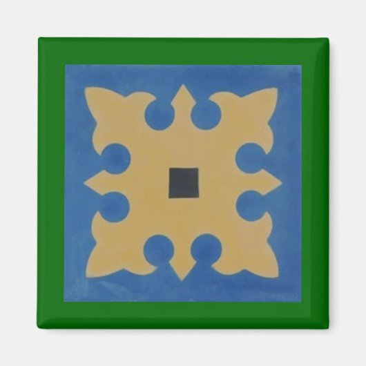 Aimant Carrelage mexicain Vert Tan bleu (Devant)